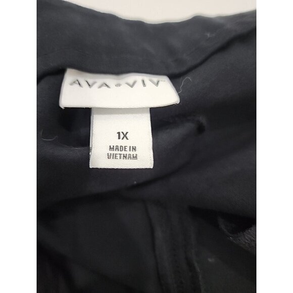 Ava & Viv Pants Womens Black High Rise Comfort Waist Kick Pleat Stretch 37"W  1X - Picture 6 of 6